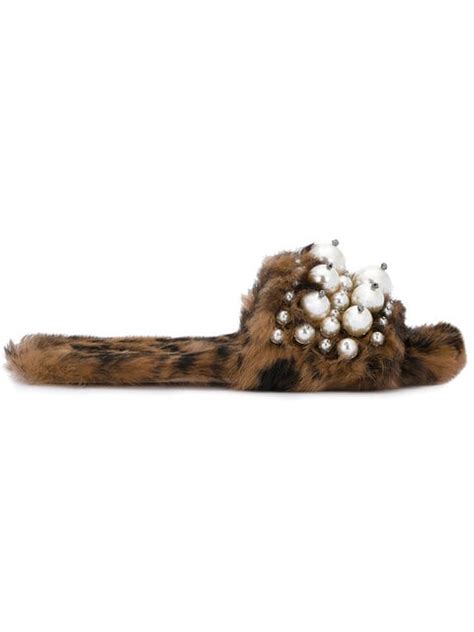 miu miu fur lyn slidds|Miu Miu Fur Beaded Accents Slides .